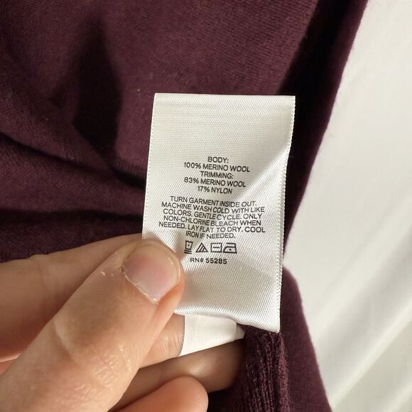 Express Merino Wool Sweater Men's Large Burgundy Long Sleeve Crew Neck Pullover - Picture 5 of 9